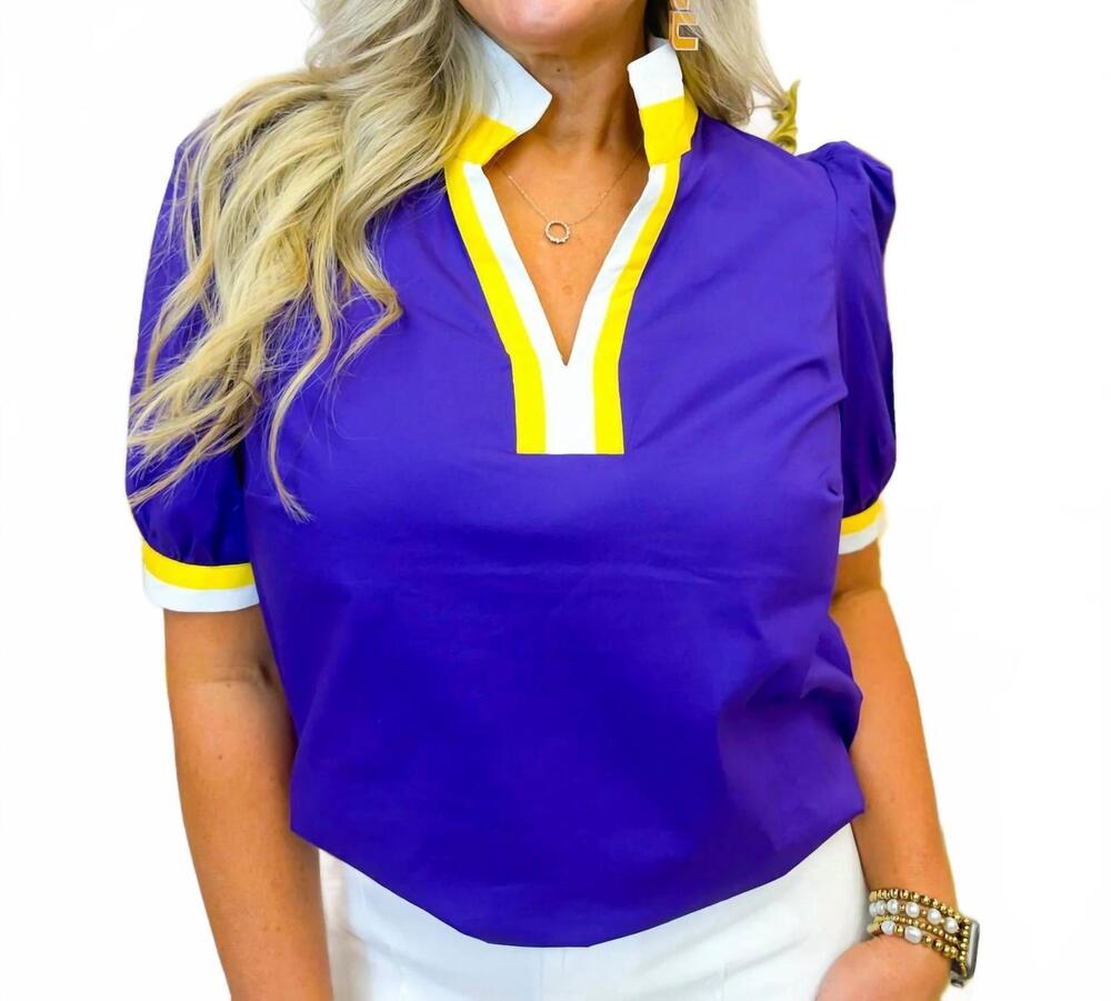 NEW MARY SQUARE tricia top in purple/gold